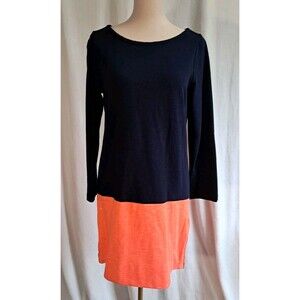 J.Crew Navy Blue Orange Maritime Colorblock Mini Dress Zipper Side Vents Size S